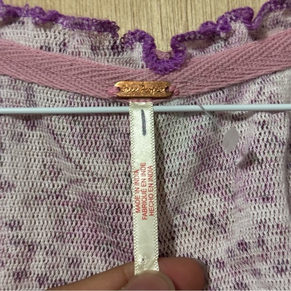 NEW Free People Oh My Baby Tee in Lilac Combo Fitted Cropped Scoop Neck - Picture 6 of 8